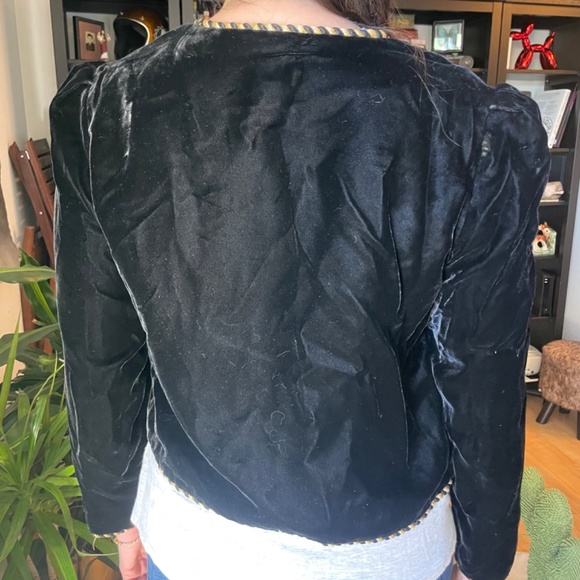 SOO YUNG LEE Vintage 1980s Black Velvet Evening Jacket US size 10 Blazer - Picture 3 of 3